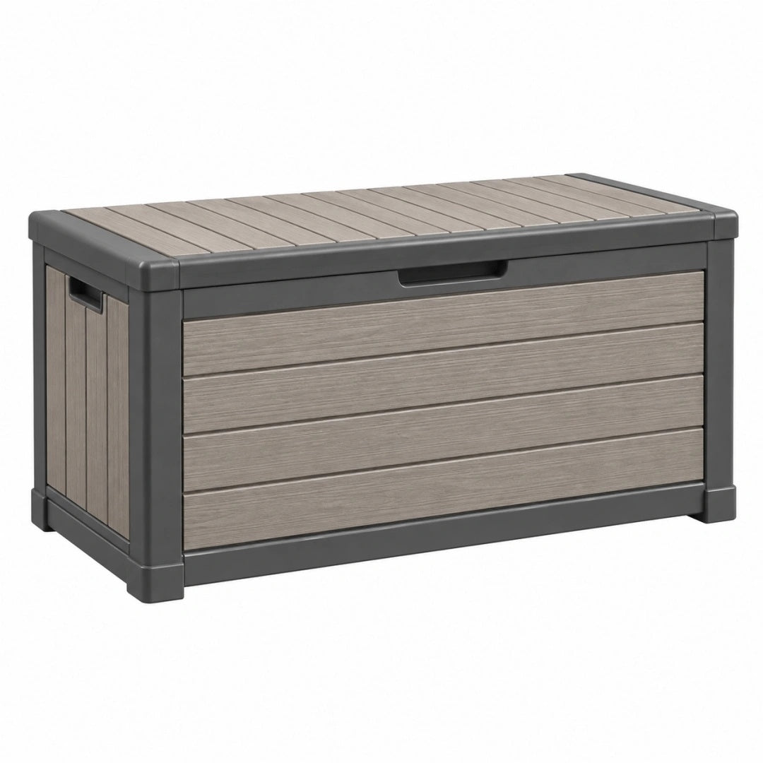 Aufbewahrungsbox 120 x 56 x 63 cm Kunststoff Anthrazit/Graubraun für Garten mit Deckel