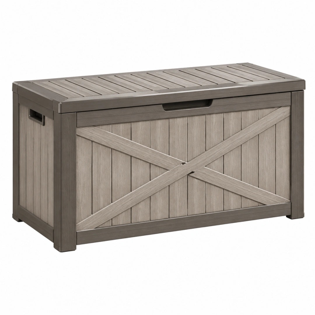 Aufbewahrungsbox 120 x 56 x 63 cm Kunststoff Grau für Garten im Landhausstil