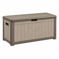 Garten Aufbewahrungsbox 120 x 60 x 63 cm Kunststoff Taupe in Holzoptik mit Deckel