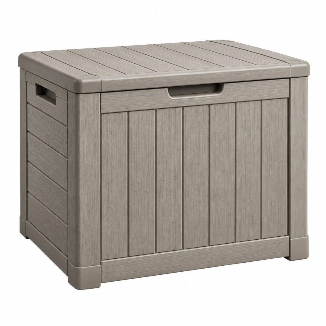 Aufbewahrungsbox 78 x 54 x 60 cm Kunststoff Taupe für Außenbereich mit Deckel