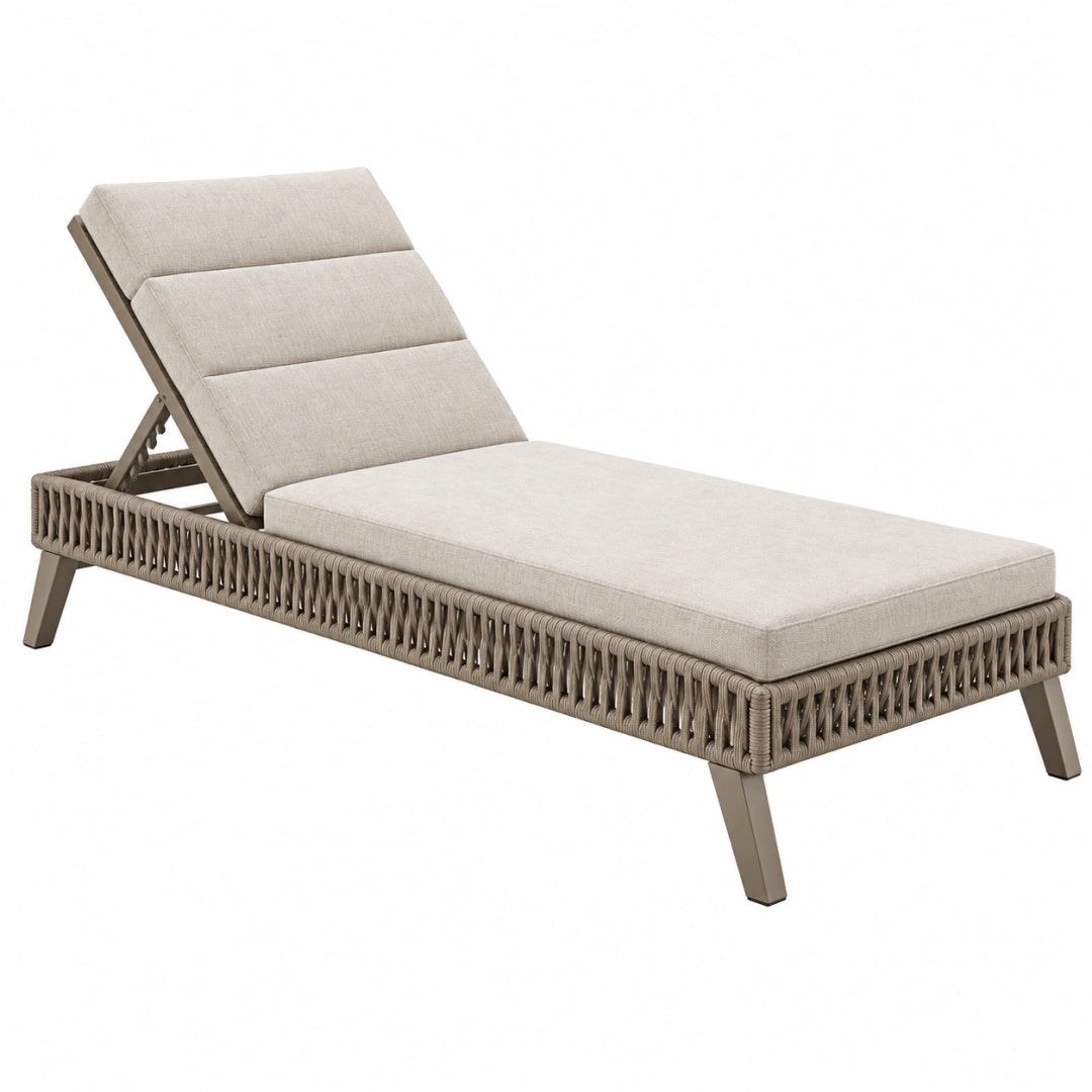 Sonnenliege 200 x 70 x 35 cm mit Kunststoffgeflecht in Taupe verstellbar
