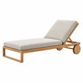 Gartenliege 200 x 70 x 85 cm Holz Beige verstellbare Rückenlehne mit Rollen