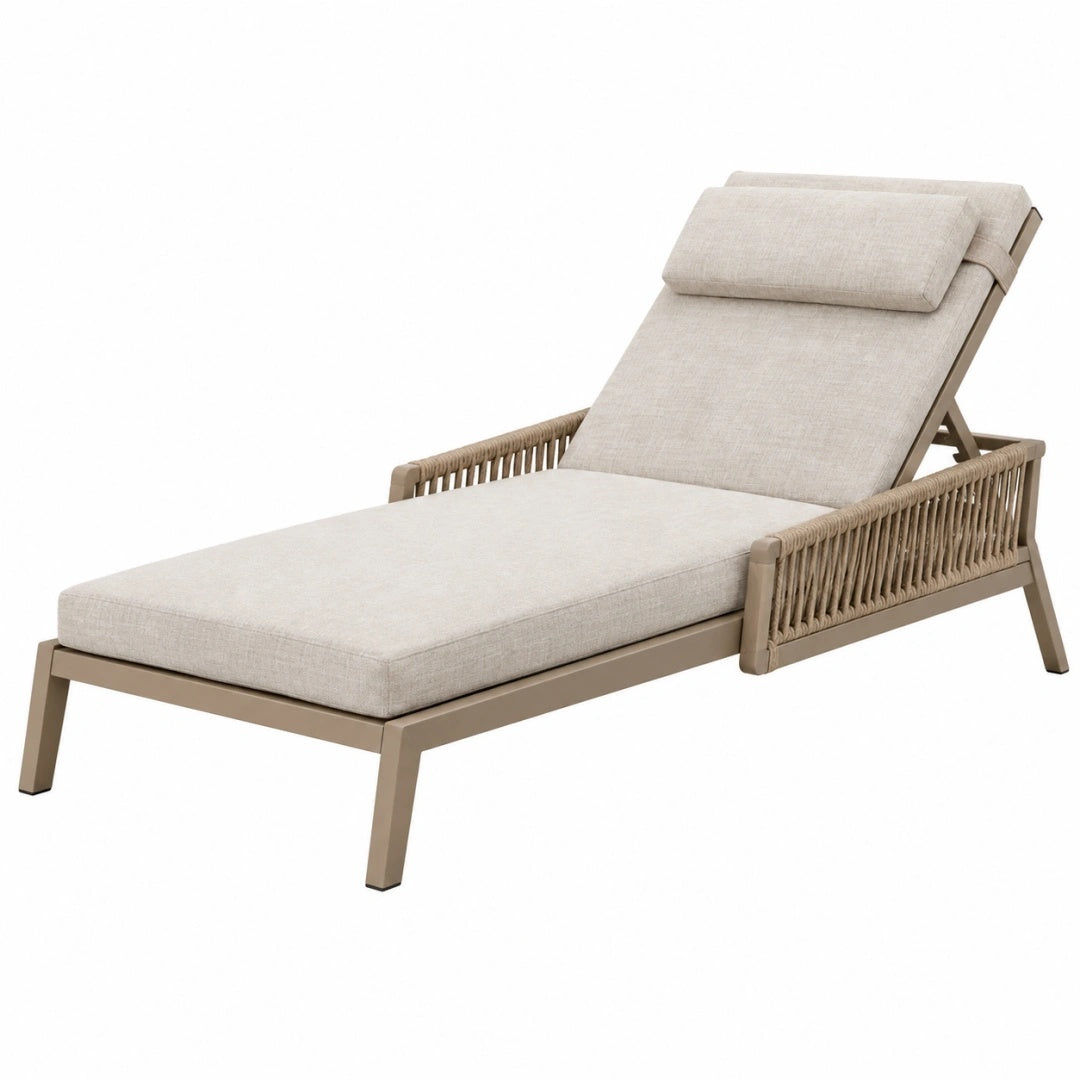 Gartenliege 200 x 75 cm Aluminium Beige verstellbar mit Seilgeflecht