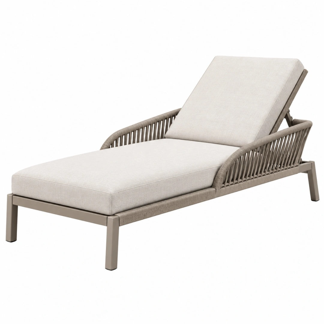 Gartenliege 200 x 75 cm Metall Textilgewebe Beige verstellbare Rückenlehne