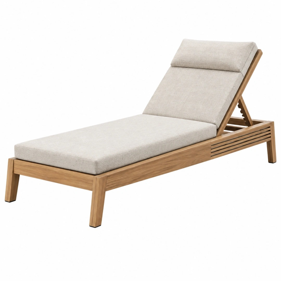 Gartenliege 200 cm Holz Beige mit verstellbarer Rückenlehne