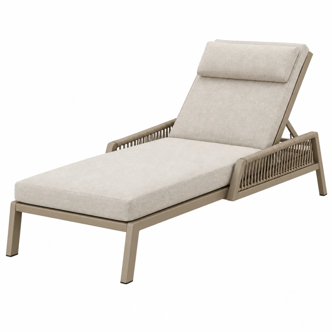 Gartenliege 200 x 75 x 95 cm mit Metallgestell in Beige verstellbar