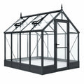 Gewächshaus 250 cm x 190 cm x 250 cm Aluminium Glas Schwarz viktorianisch mit Dachfenstern