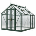 Gewächshaus 300 x 200 x 250 cm Aluminium Polycarbonat Dunkelgrün mit Doppeltür und Dachfenstern