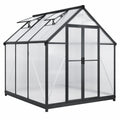 Gewächshaus 190 x 190 x 195 cm Aluminium Schwarz mit Polycarbonatplatten Doppeltür Dachfenstern