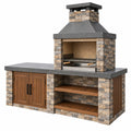 Garten-Grillstation 180 x 70 x 230 cm Stein Holz Edelstahl mit Stauraum