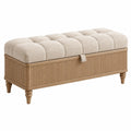 Aufbewahrungsbank 120 x 45 x 55 cm Holz Beige gepolstert mit Stauraum