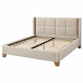 Polsterbett 160 x 200 cm Beige Stoff mit Holzlattenrost modernes Design